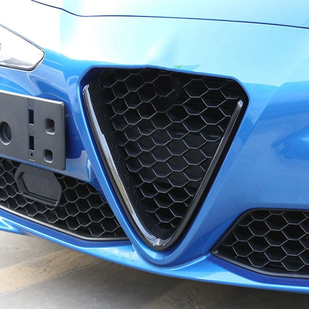 Car Front Bumper Air Grilles, V Shape Frame Decoração, Guarnição Capa Adesivo, Acessórios para Alfa Romeo Giulia 2016-2019