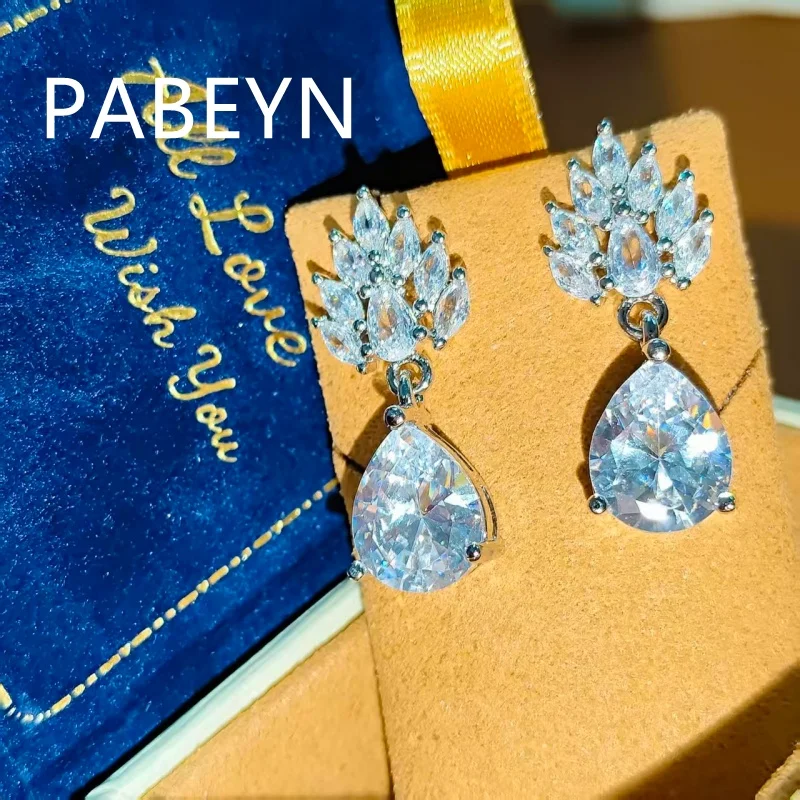925 sterling silver fashion light luxury ice flower cut water drop zircon peacock ring birthday party anniversary gift