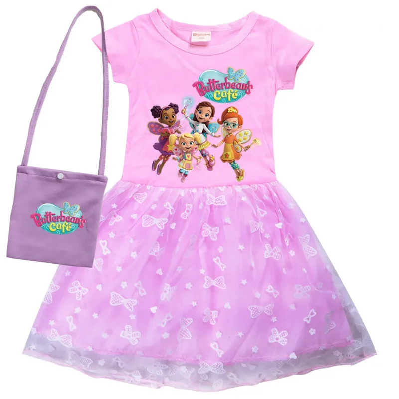 AIAI 2025Butterbeans Cafe Girls Dresses Kids Butterbean Princess Clothess Cosplay Costume Children Fly Sleeve Casual Dress Bag - view 4
