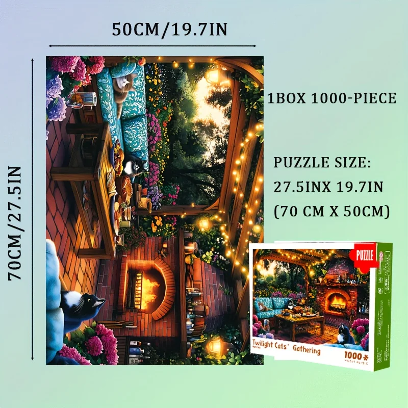 

Лучшие рождественские подарки для взрослых: пазл из 1000 предметов - милый кот в гостиной, серый картонный пазл премиум-класса