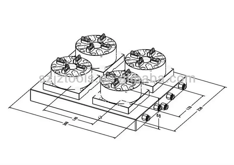 Precision  fixture 4 centers automatic chuck 100925