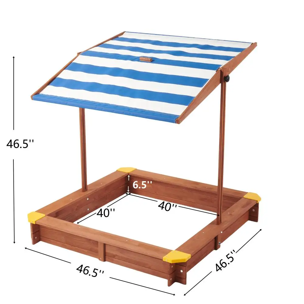 Piaskownica dla dzieci z regulowaną pokrywą, 46-calowy drewniany pojemnik na piasek z 2 składanymi siedziskami ławki, piaskownica na zewnątrz do zabawy na podwórku