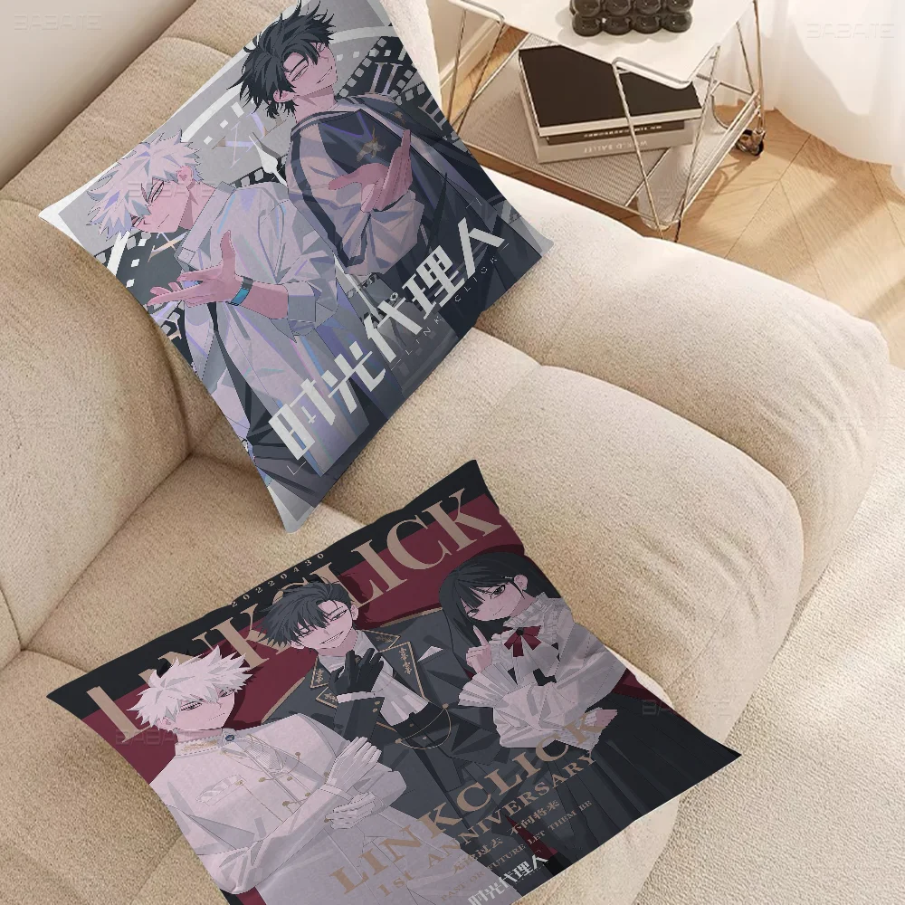 Link Click Pillow Covers Cartoon Sofa Decorative Home Double-sided Printing Short Plush Cute Cushion Cover