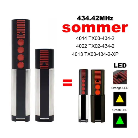 SOMMER APERTO 4014 TX03-434-2 4013 TX02-434-4 차 고문 원격 제어 434.42MHz 롤링 코드 게이트 명령 오프너