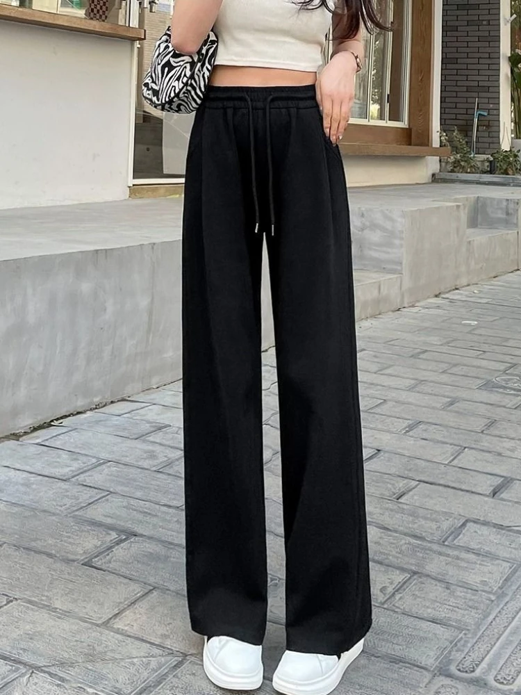 Women High Waist Wide Leg Pants Summer Lightweight Casual Draping Baggy Trousers Trendy Floor Length Slim Look