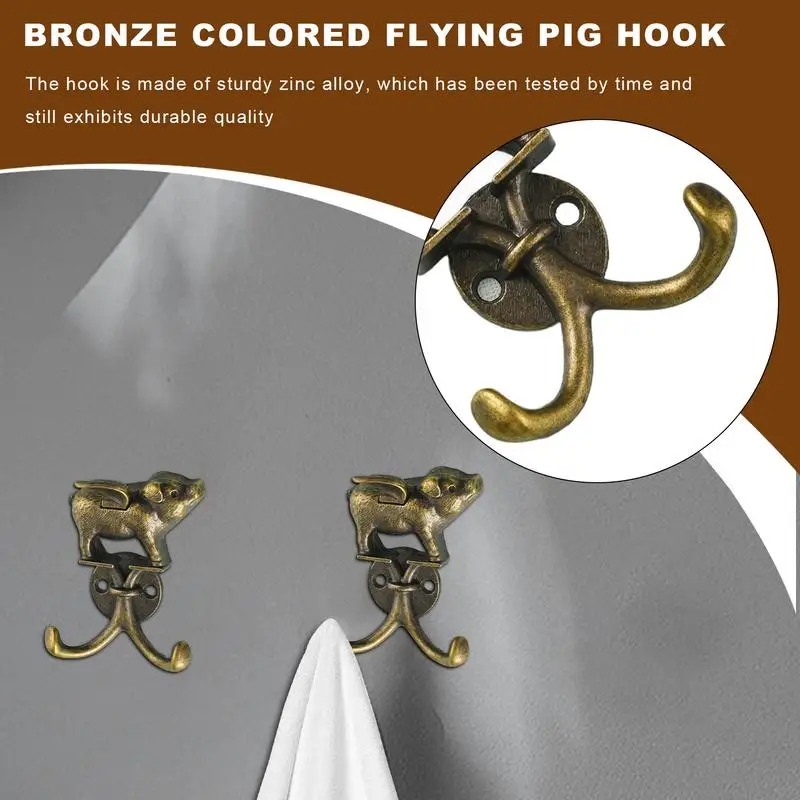 Vintage Hooks Decorative Unique Animal Wall Hooks Heavy Duty Alloy Coat Rack Single Wall Hook Country Farmhouse Hooks for Coat