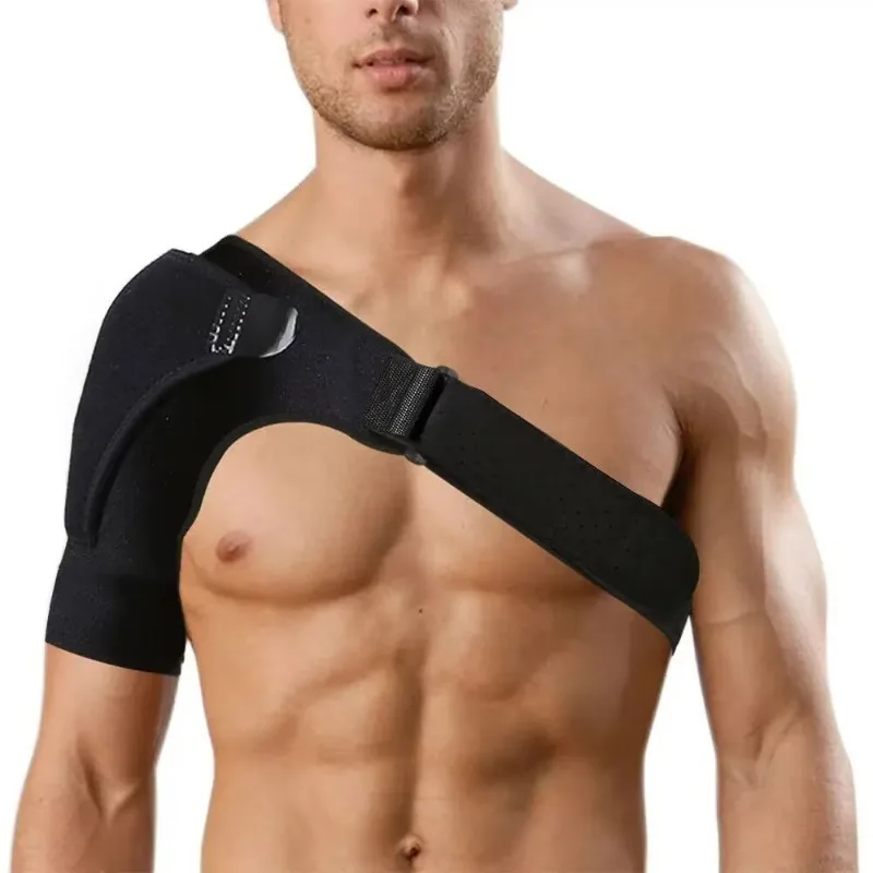 

Black Bandage Men & Women Adjustable Gym Sports Care Single Shoulder Support Back Brace Guard Strap Wrap Belt Band Pads