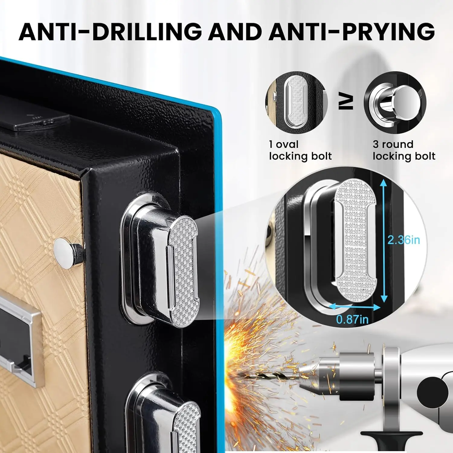 Biometric Fingerprint Safe Box, 2.6 Cub Fingerprint Safe with Voice Prompt and Private Inner Cabinet, Home Safe with Touch Scree