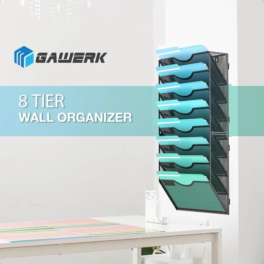Organizzatore di file da parete Portadocumenti da parete sospeso Cartella di carta Portadocumenti Organizzatore di posta 8TIER