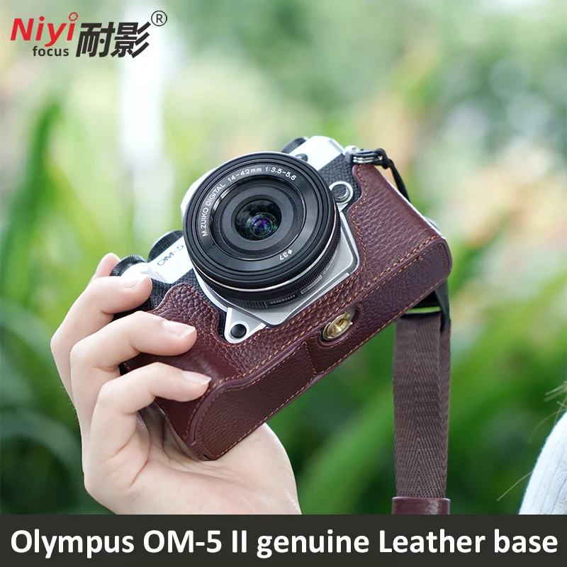 

Genuine Leather Retro Camera Case for Olympus OM-5II Nikon Z30 Z50 Body Protective Sleeve Bottom Battery Opening Cover