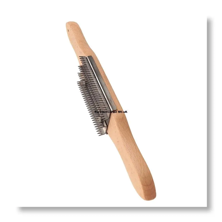 ✼Buffing Wheel Rake Cleaning Tool for Polishing Wheel Compound with Beech Wood Handle & 4 Rows of Metal Teeth Rake