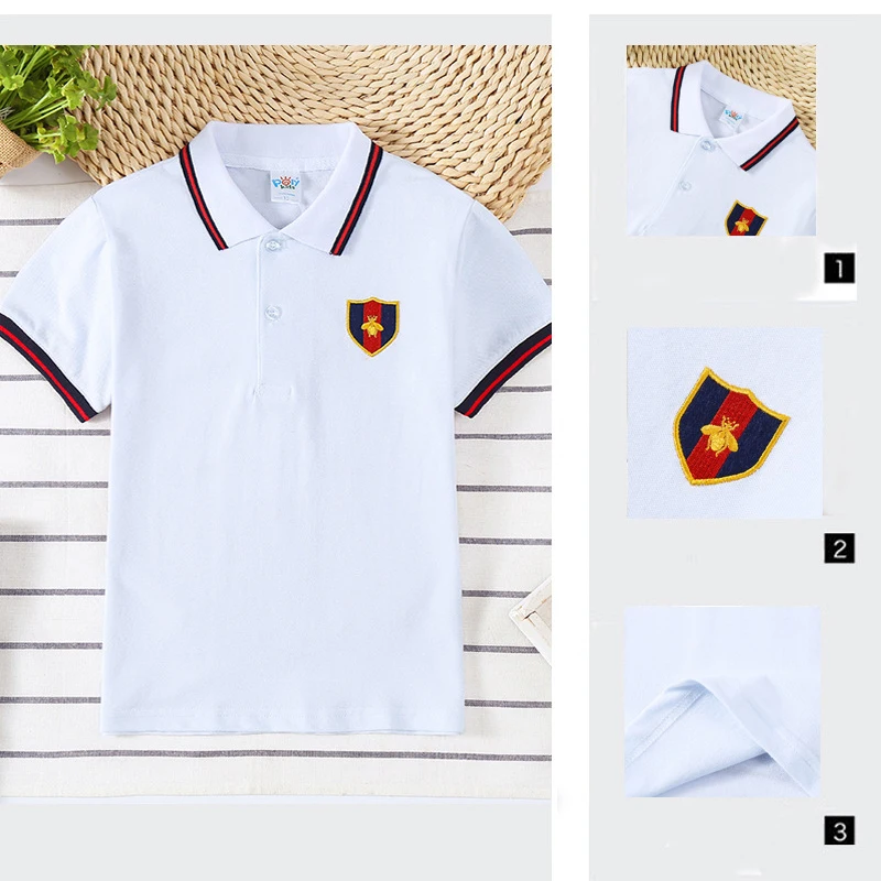 Boys polo shirt Summer Sports jersey Cotton Girls clothing Kids Butterfly embroidery decoration T-Shirts Short sleeve Tops Tees