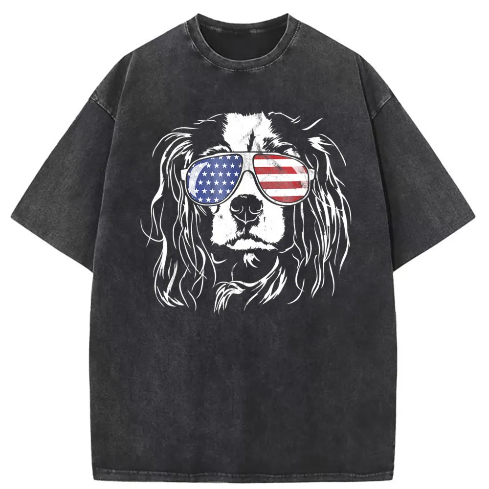 Funny Proud Cavalier King Charles Spaniel Man T-shirts Patriotic Dog New Design Tee Hip Hop Long Sleeve Men Sweatshirts Autumn