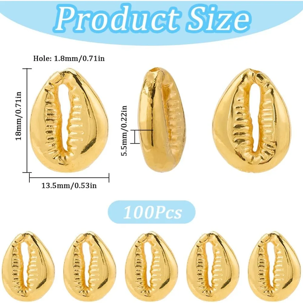 100 قطعة الذهب Cowrie شل الخرز Cowrie الخرز السائبة صدف الذهب البلاستيك الصغيرة الصيف هاواي البحر المحيط شاطئ فاصل شل حبة عدة #2