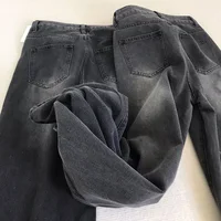 Lady Retro Black Gray High Waist Jeans Pants Women Fashion Straight Leg Denim Trousers Girls Loose Fit Thin Casual Pants - Image 6
