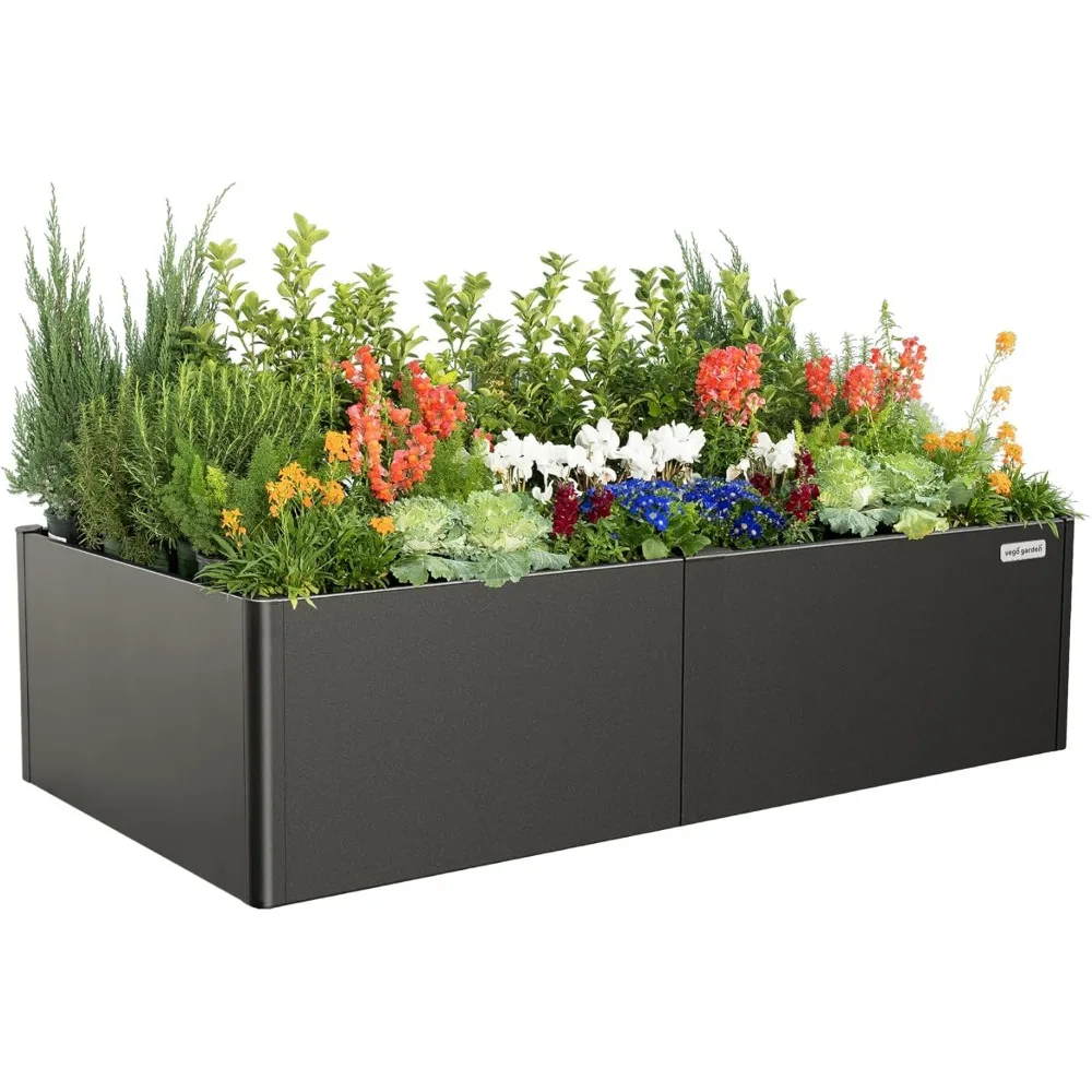 

Vego garden Modern Raised Garden Bed 17" Tall 42" x 83" Heavy Large Metal Planter Box for Trees Plants Flowers Double-Walled Ste