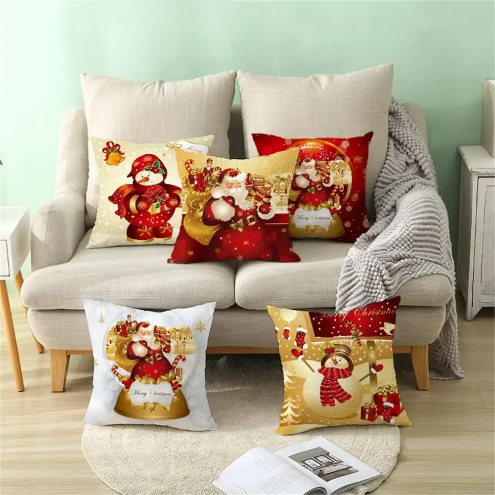 Home Decor Christmas Cartoon Pattern Upholstered Cover Polyester Practical Pillowcase Office Sofa 45X45CM funda de almohada