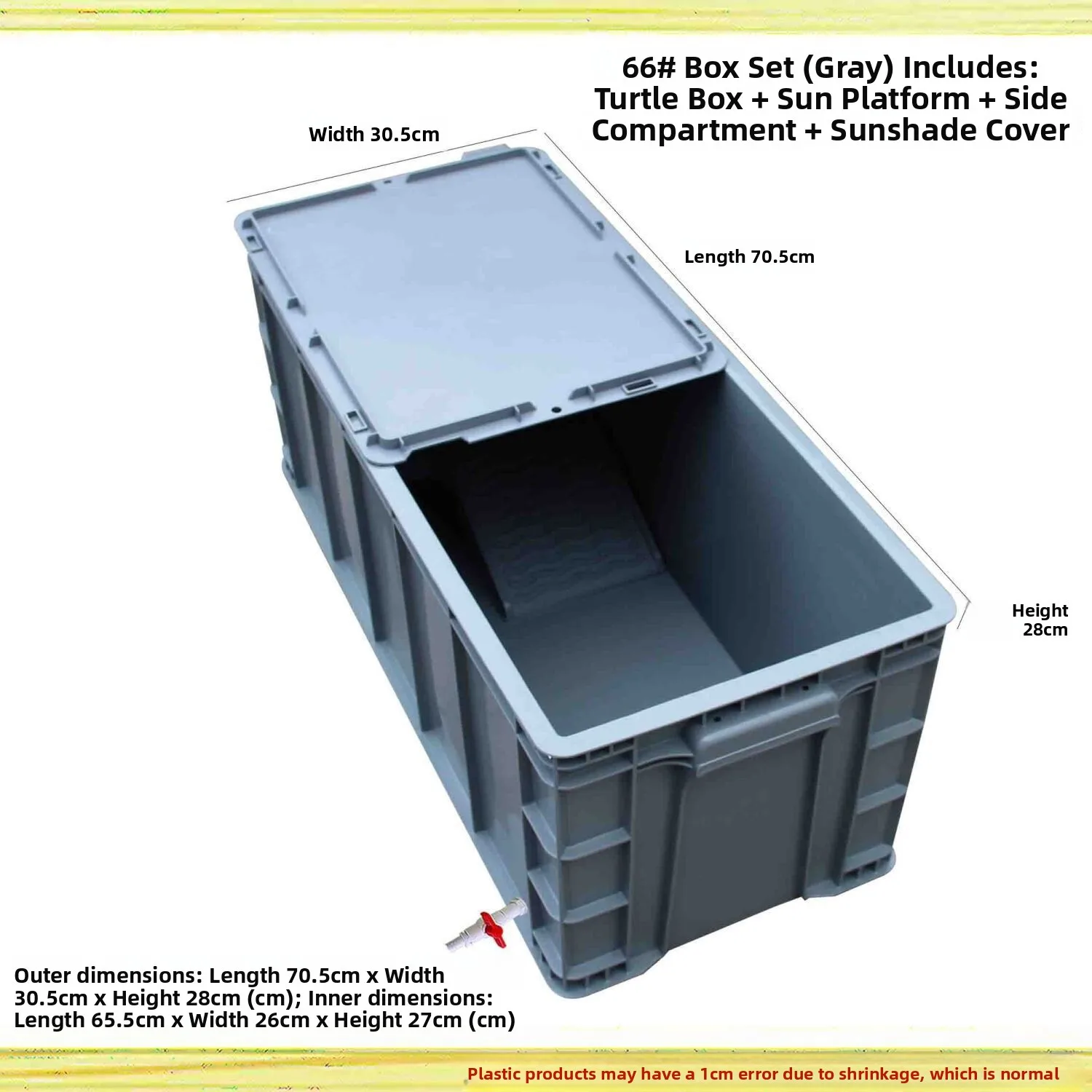 Thickened Narrow Version Plastic Turtle Tank Home Use Aquarium Rectangular Breeding Box Drainage Turtle Box Pet Food Supplies