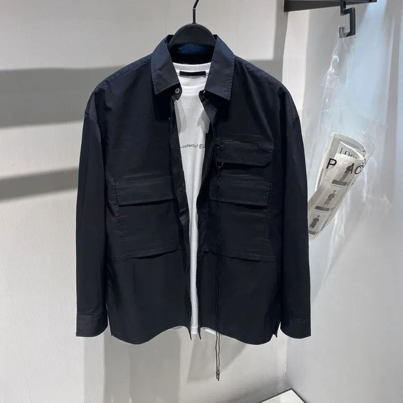 

Faionable Spring Men's Casual Loose Long Sve irt Hong Kong Sle Workwear irt Outerwear Youth Trend Spring Collection