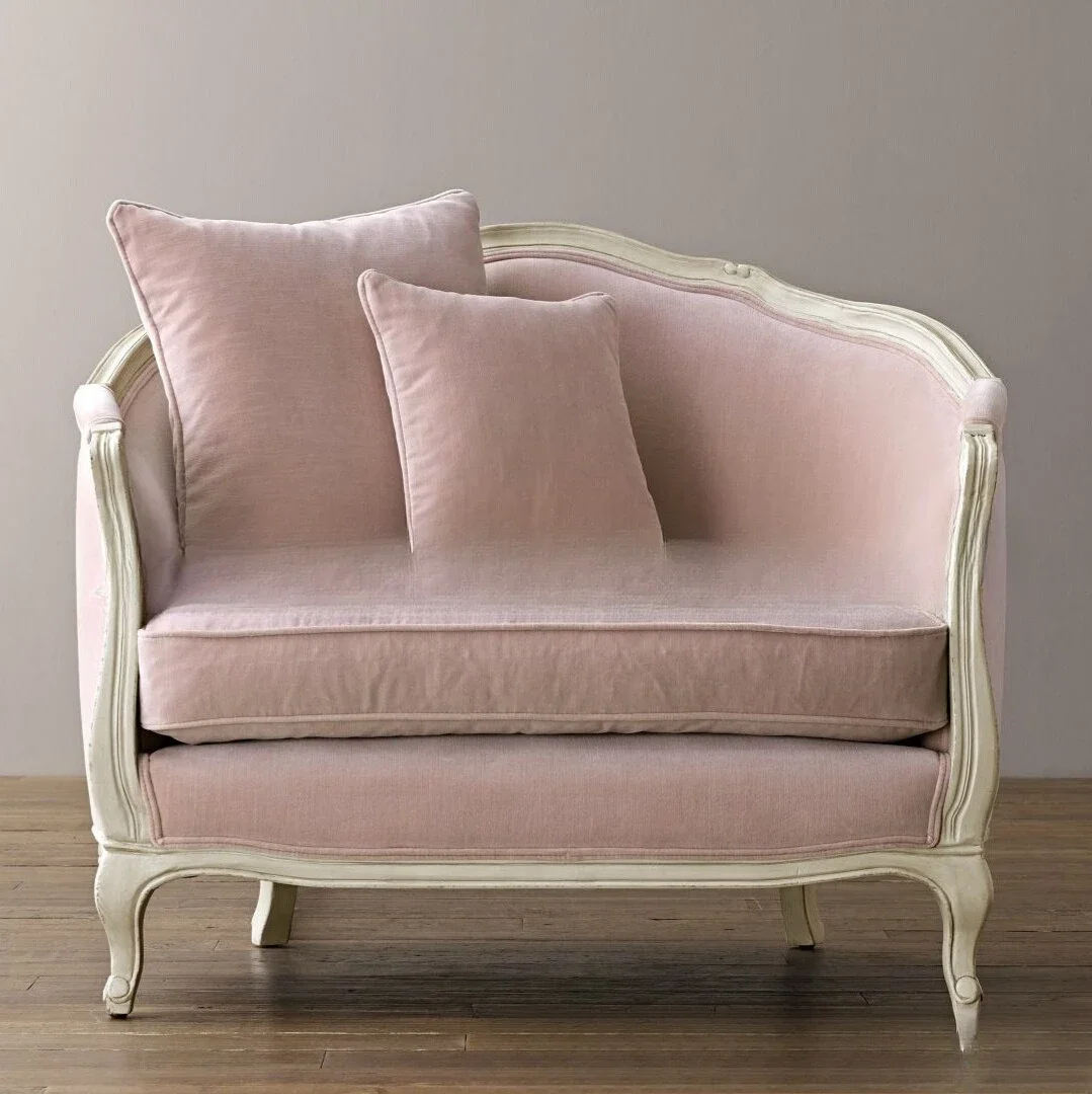 Canapé américain en bois massif, meubles de salon, vieux tissu, simple, double, trois, combinaison de loisirs