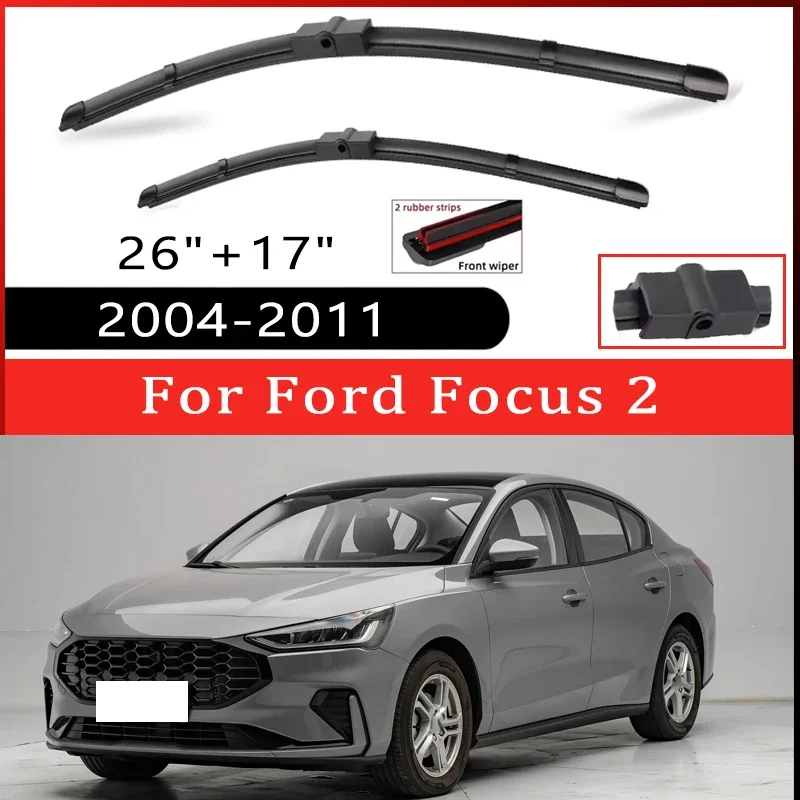 

2pcs Wiper Front Wiper Blades Set For Ford Focus 2 2004-2011 2005 2006 2007 Windshield Windscreen Window 26"+17" Car Accessories