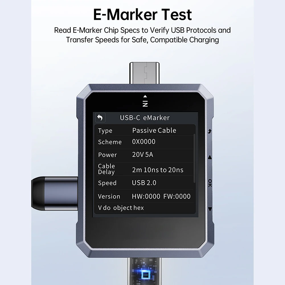 USB C Fast Charging Tester FNB-C2 1.54 inch TFT Screen 240x240 Resolution for PD QC VOOC SVOOC UFCS Protocol Analysis