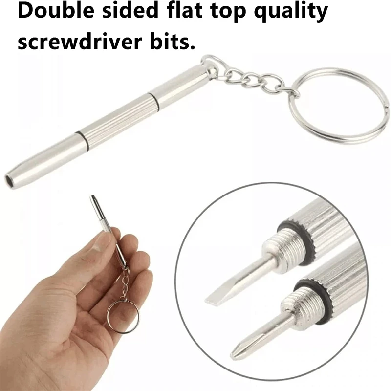 Mini-Handbrillen-Schraubendreher, 3-in-1-Brillenreparatursets, Multifunktions-Schraubendreher-Set für Sonnenbrillen, Uhren und Brillen mit Schlüsselanhänger – Detail 8