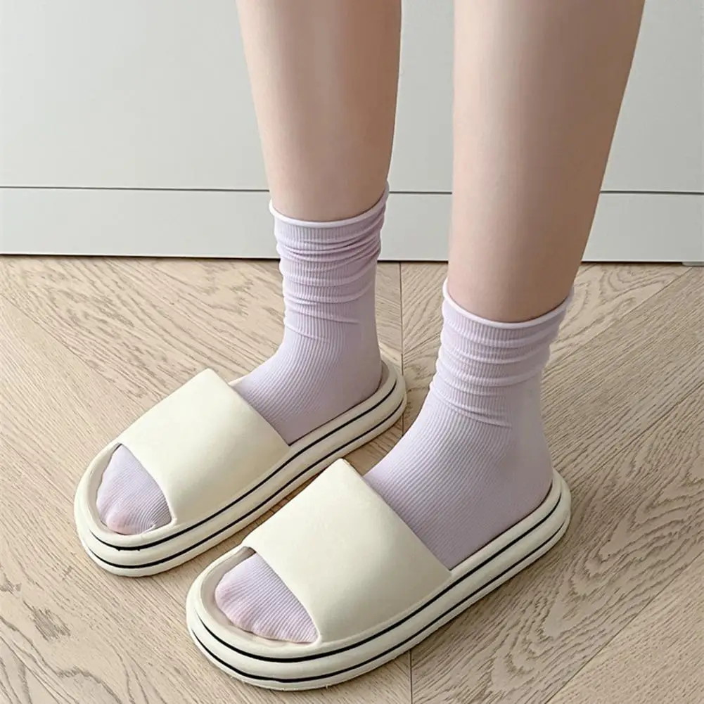 Носки для повседневного ношения, женские летние ультратонкие дышащие носки из ледяного шелка для повседневного ношения, мягкие однотонные спортивные носки для повседневного ношения