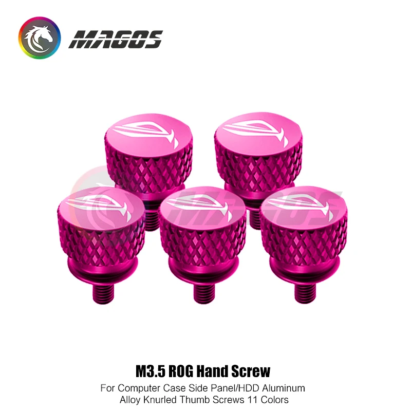 Computer Case M3.5 Screws Hand Twisting Step Thumb Knurled ROG Logo PC Beautify MOD Part 11 Colors,5Pcs