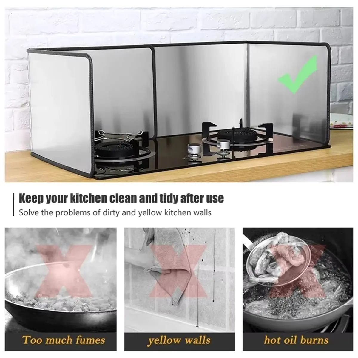 

Защитный экран от брызг масла для кухни, двусторонний, из нержавеющей стали, теплоизоляционный, 2 шт.