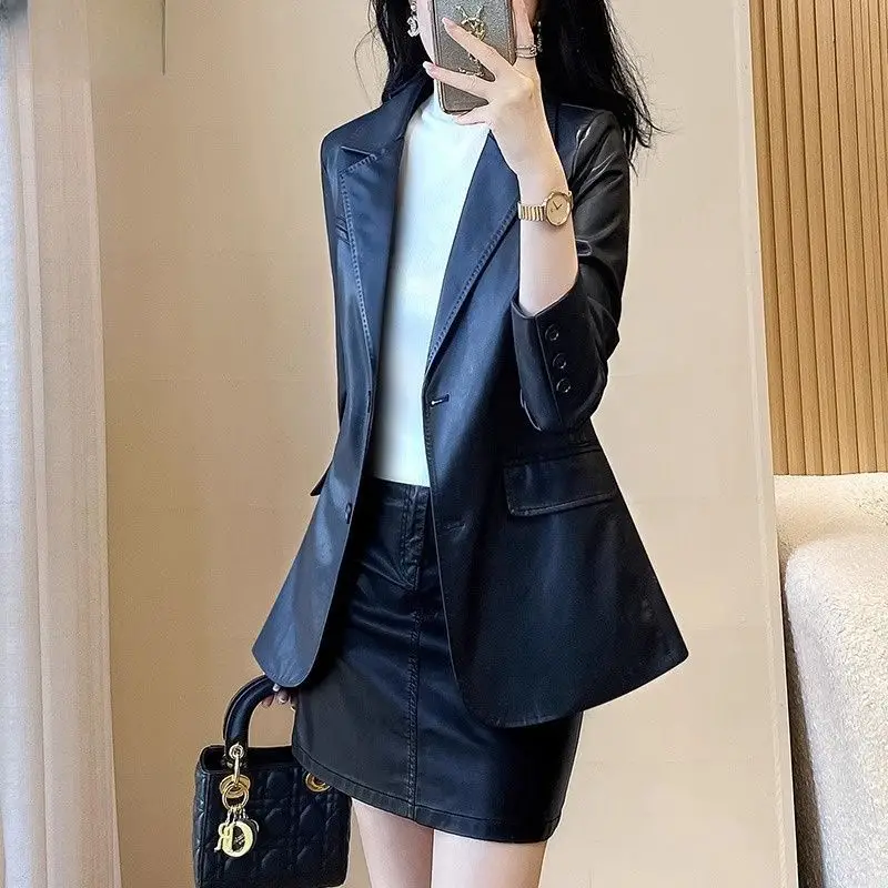 Abito da donna Jaet 2025 Nuovo colore caffè Trendy lungo cappotto in pelle Sve Pendolarismo Sle High-End Feel Small Size Friendly