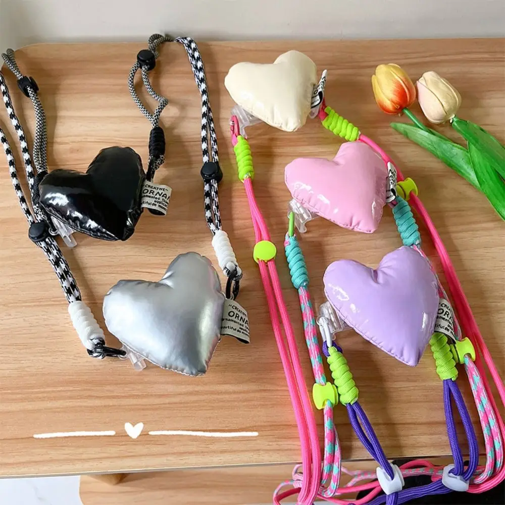 Strap Rope Mobile Phone Back Clip Holder Hanging Neck Strap Chain Rope Phone Back Clip Bracket Heart-shaped Rope Endant Decor