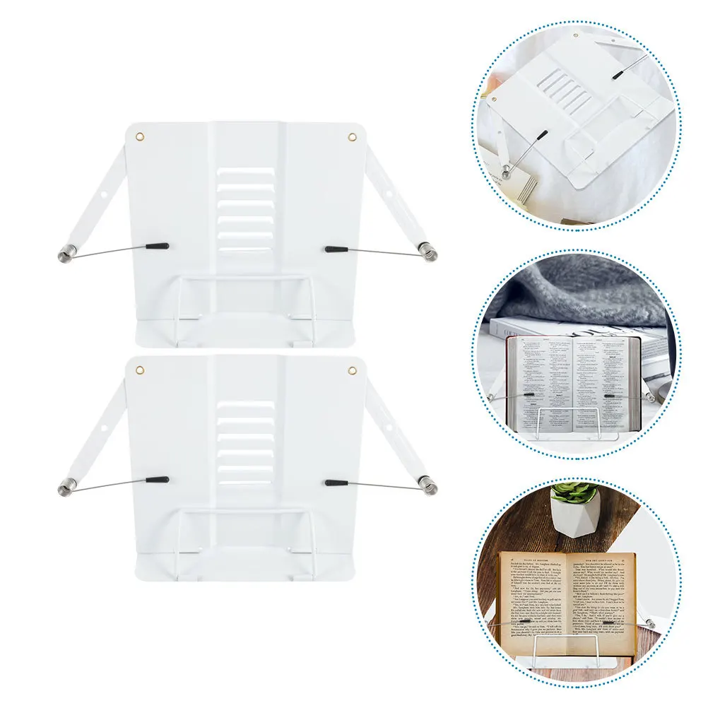 

2pcs Reading Bookshelf Adjustable Desktop Book Holder For School Home Office Dorm Use Iron Stand Students Protect Eyes