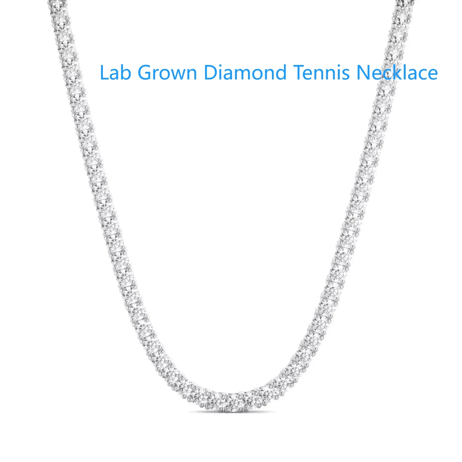 HPHT Lab Grown Diamond Tennis Necklace DEF VS-VVS 14K White Gold 4MM Each 4 Prongs Engagement&Wedding Necklace For Women