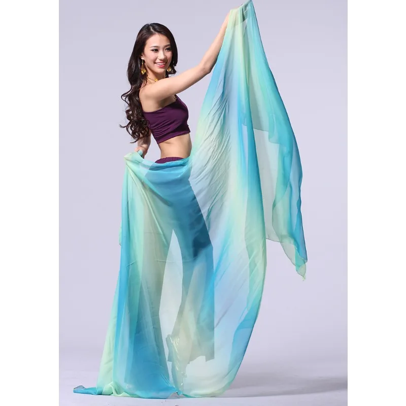 100% Silk Performance Dance Gradient Color Light Texture Veil Shawls Women Scarf Costume Accessories Customized BellyDance Veils