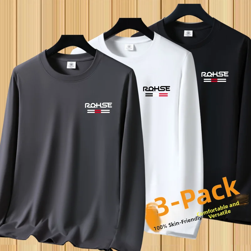 Men's Long Sleeve round Neck T-Shirt Workwear Base Layer Shirt Geometric Print Casual Style Thin Material for Autumn Work