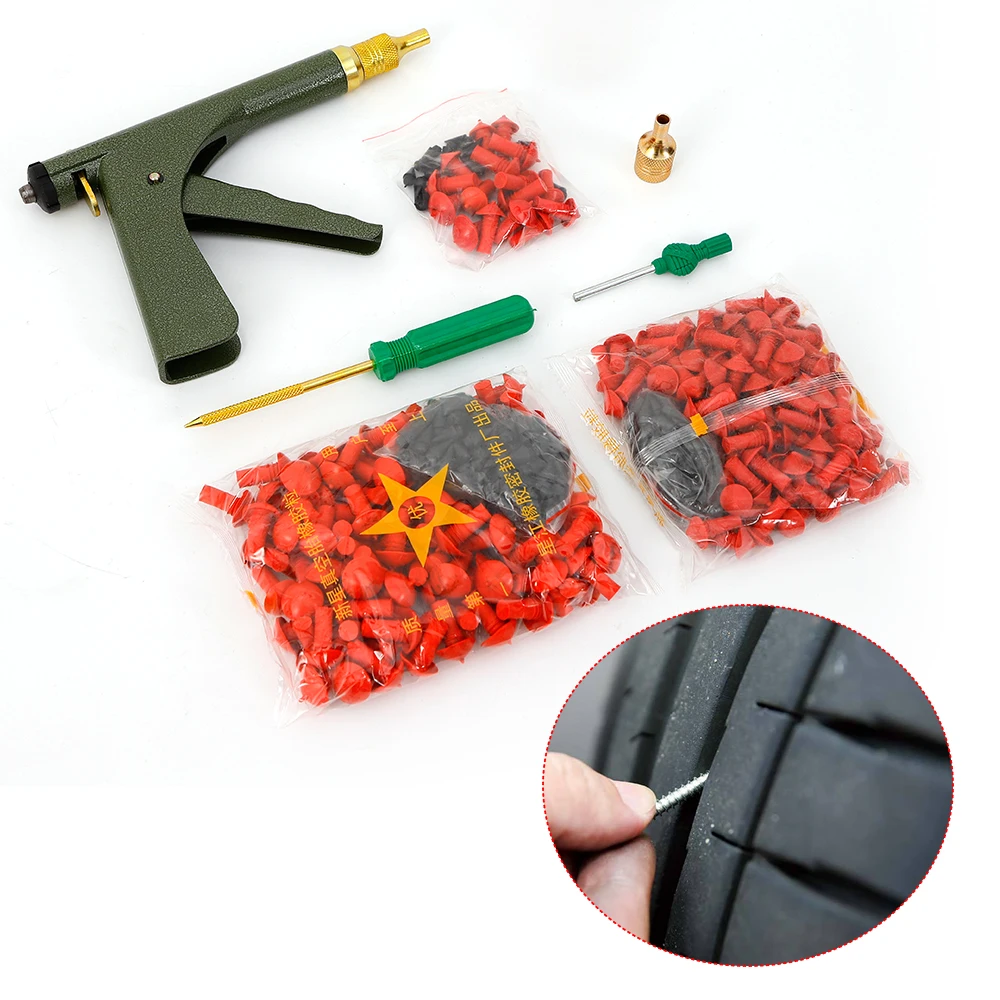 

Tire Plug Gun Mushroom Tire Plug Kit Tire Plugger Tubeless Tyre Plug Gun Repair Kit with Rubber Plugs Car Auto Tire Repair Tools