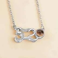 Fashion Necklace 100 Language I Love You Projection Pendant Necklace Romantic Wedding Jewelry Accessories Valentine's Day Gift