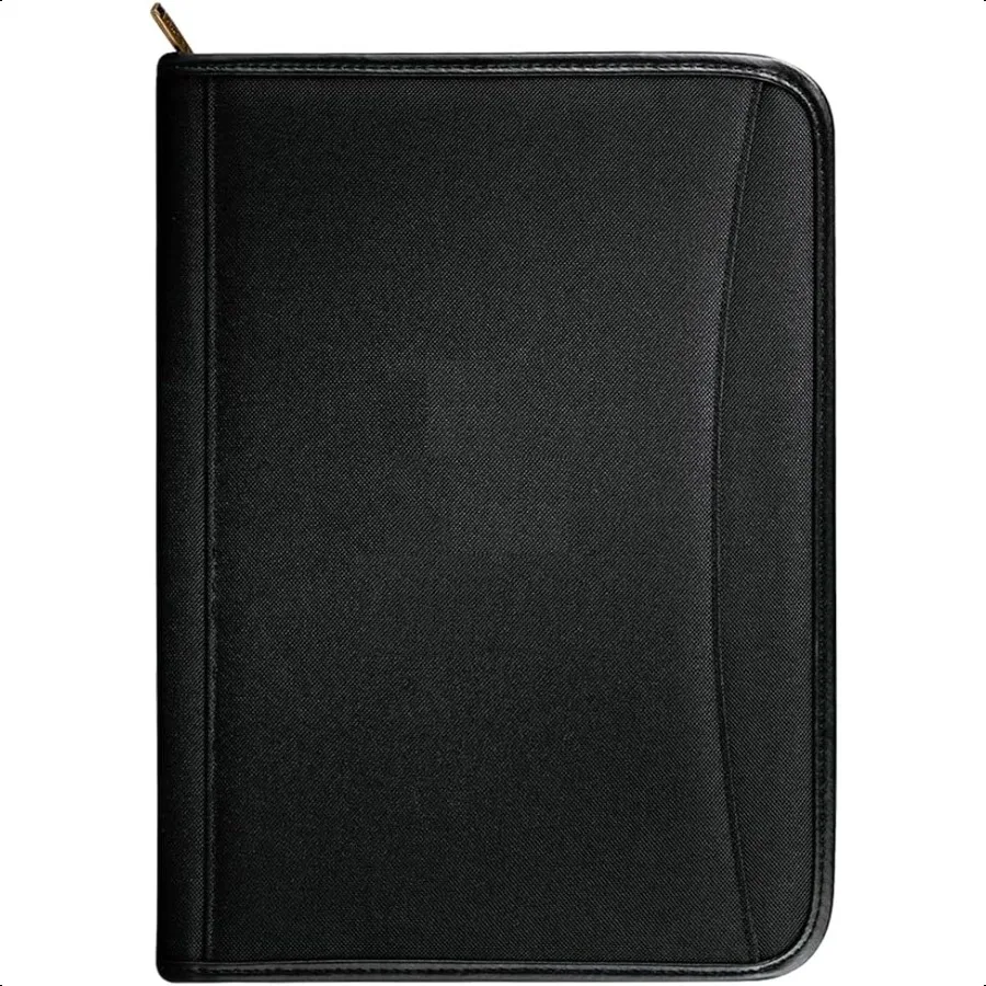 

Zippered Portfolio Organizer A4 Refillable Lined Writing Notepad Folder Case FabricCovered Padfolio Binder with Interior Storag
