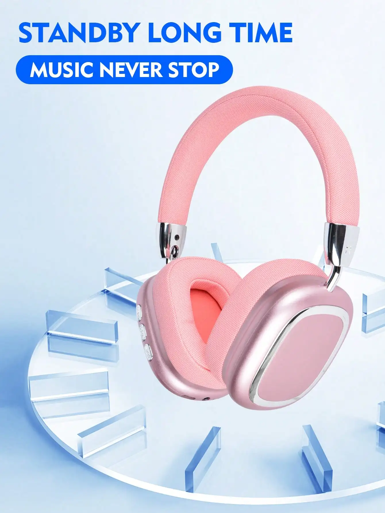 Audífonos Inalámbricos Bluetooth B35, Auriculares de Diadema, Bluetooth 5.3, Batería de Larga Duración, Sonido de Alta Calidad, Audífonos para Juegos, Color Rosa