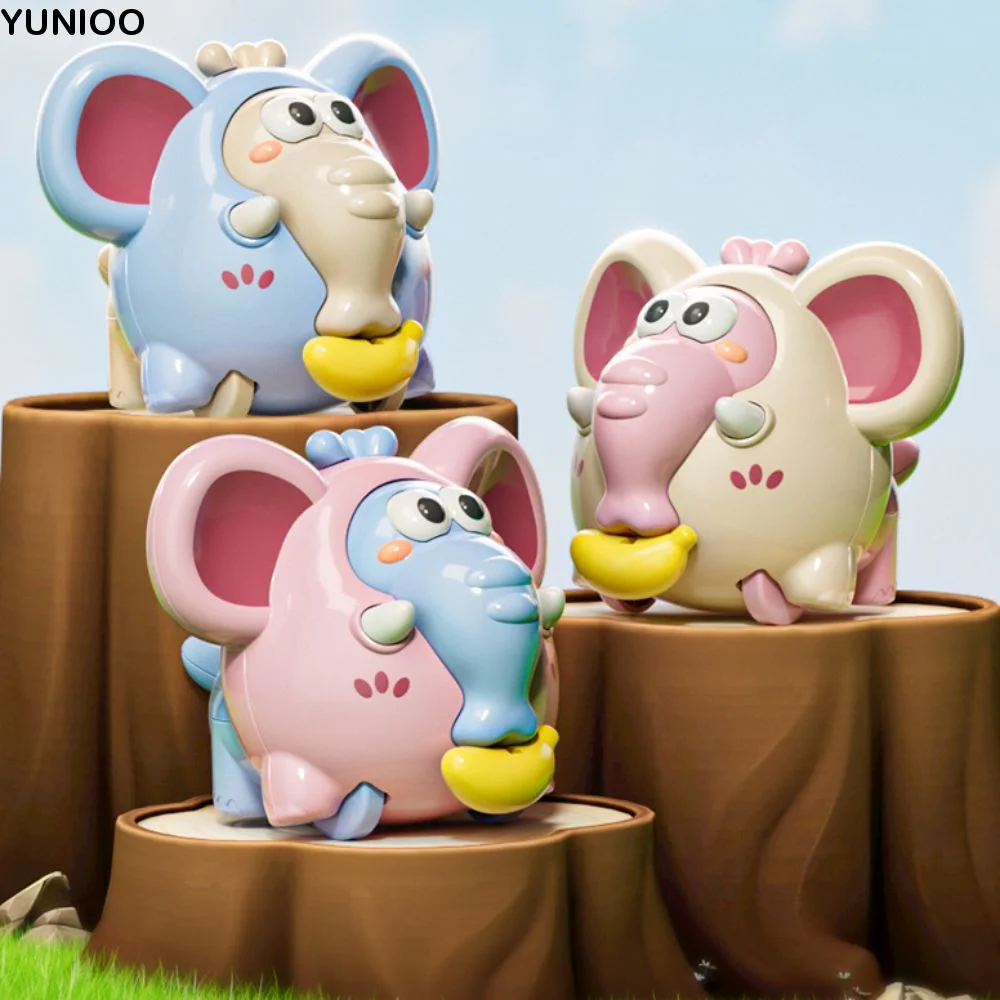 Zabawka dla malucha: Słoń na sznurku, interaktywna zabawka do ciągnięcia, samochodzik inercyjny, gra z przesuwaniem, urocza zabawka nakręcana do wspinania się.