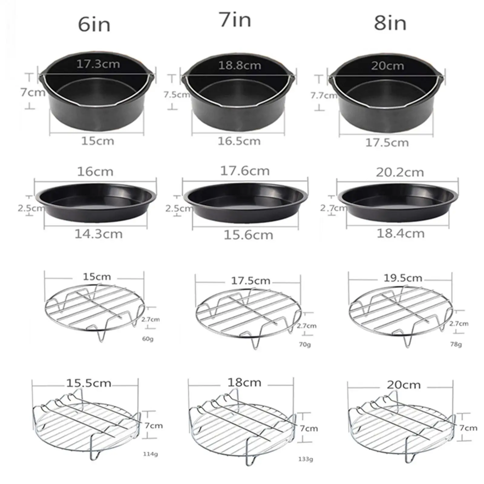 Air Fryer Accessories, Grill Rack Non Food Tongs for BBQ Cooking Baking Kitchen