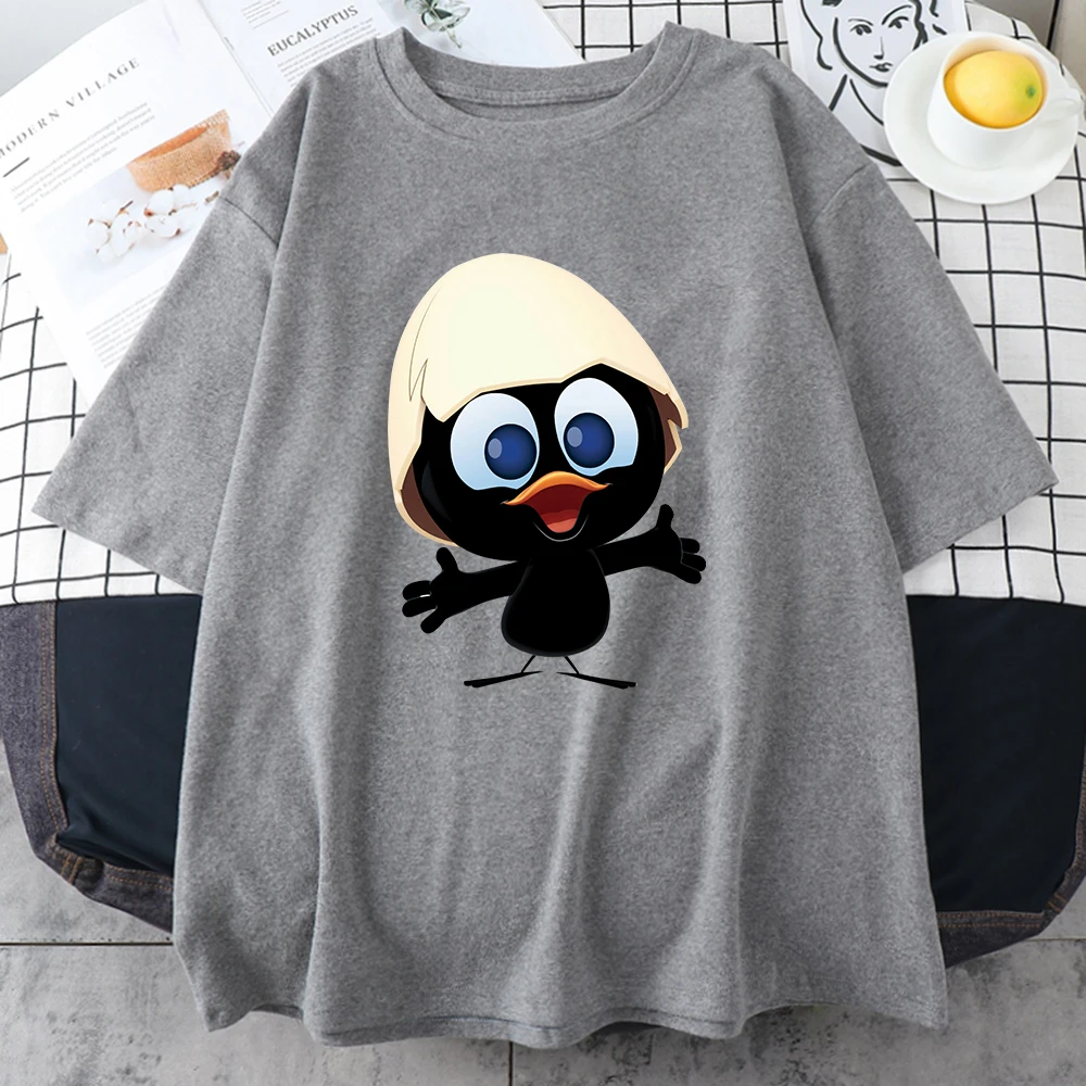 Sunlight T Shirt Oversized Men Calimero Cartoon pattern Men T Shirt Painted Funny Tshirt Men T Shirt Cotton Short Sleeve