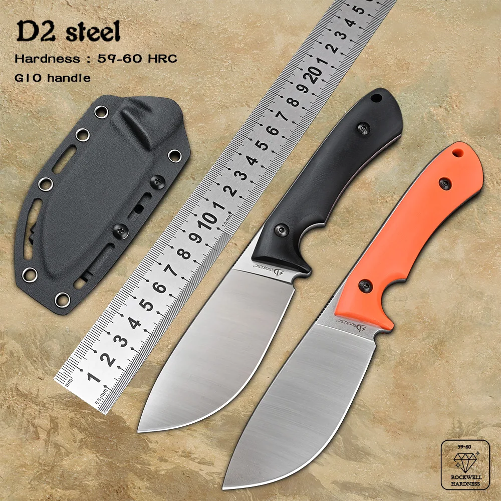 

D2 Steel Camping Self Defense EDC Hand Tool Combat Tactical Utility Couteau Fixed Blade Survival Hunting Knife G10