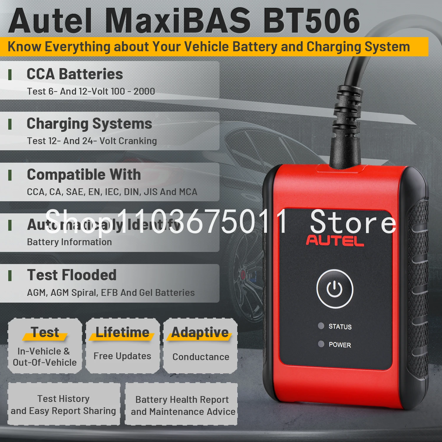 

Original Autel MaxiBAS BT506 Auto Battery and Electrical System Analysis Tool Works with Autel MaxiSys Tablet