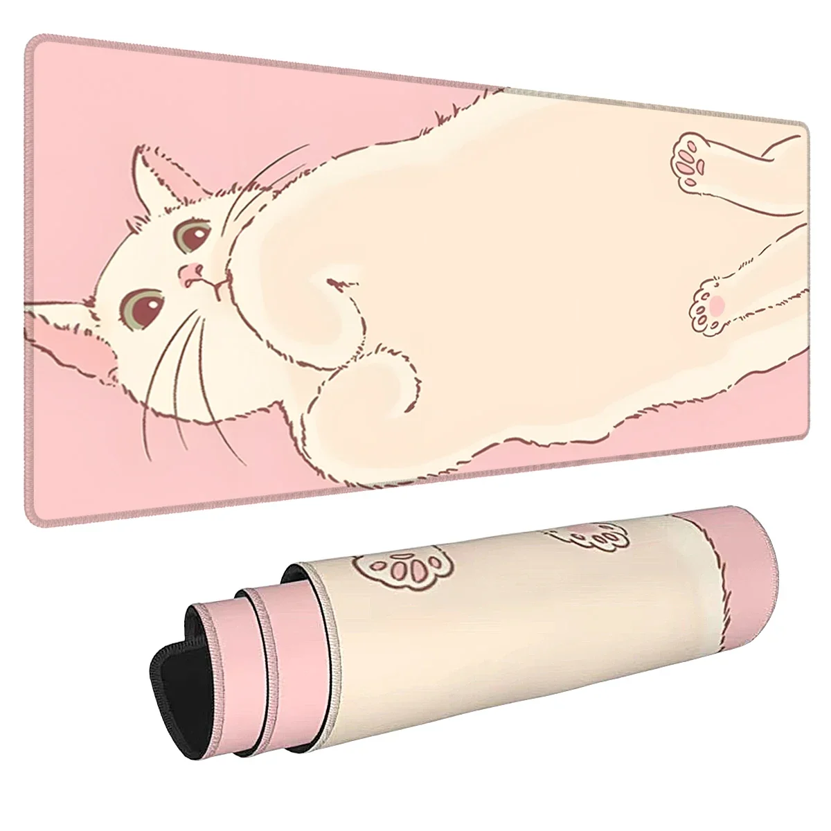 

Lazy Cat Pink game mouse pad, large desk pad, anti-slip base, high-quality desk pad suitable for offices, schools and homes