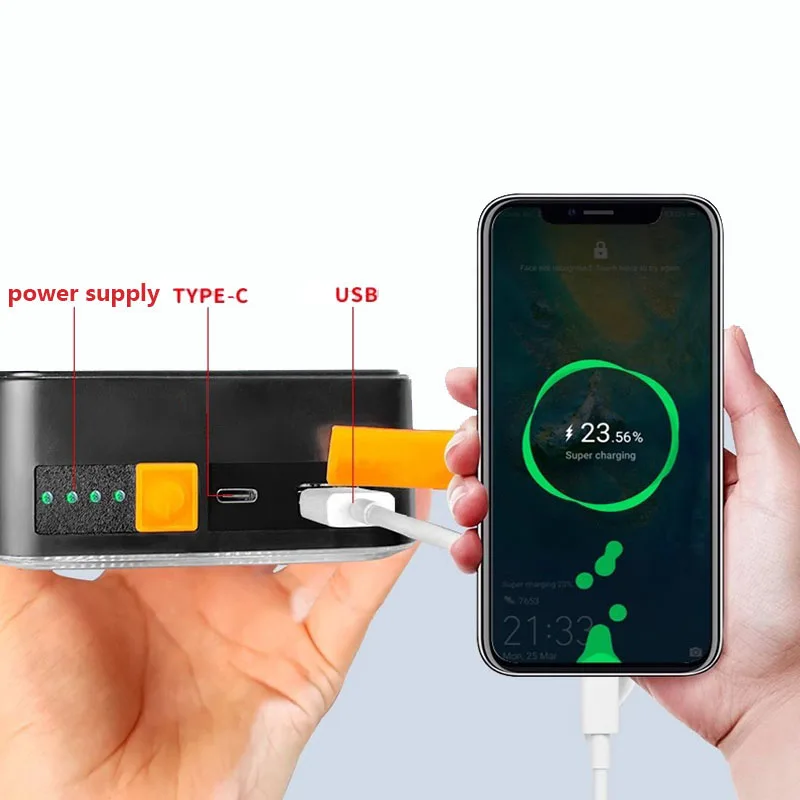 Portable Solar LED Light Handheld Rechargeable Outdoor USB for Camping Lantern Picnics Hiking Spotlight Emergencies Lightweight