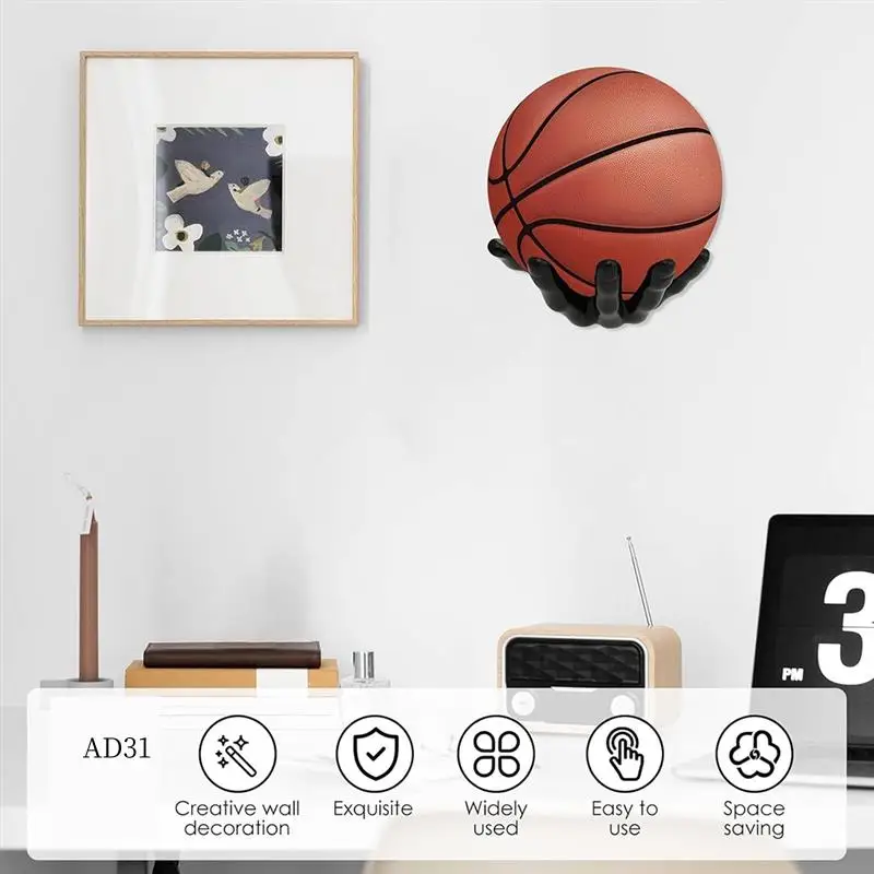 

New-Hand Shaped Ball Rack Forwall Mounted Basketball Storage Rack Space Saving Sports Ball Holder Forbasketball Football