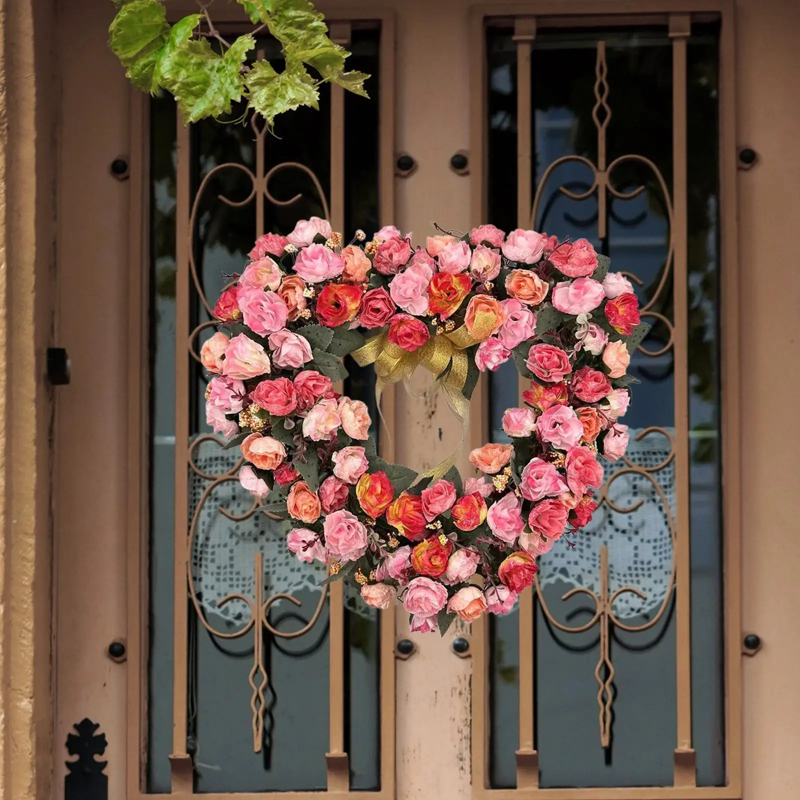 

Венок ко Дню святого Валентина для входной двери, романтический венок из роз 18 дюймов для дня рождения, девичника, вечеринки, годовщины, Нового года