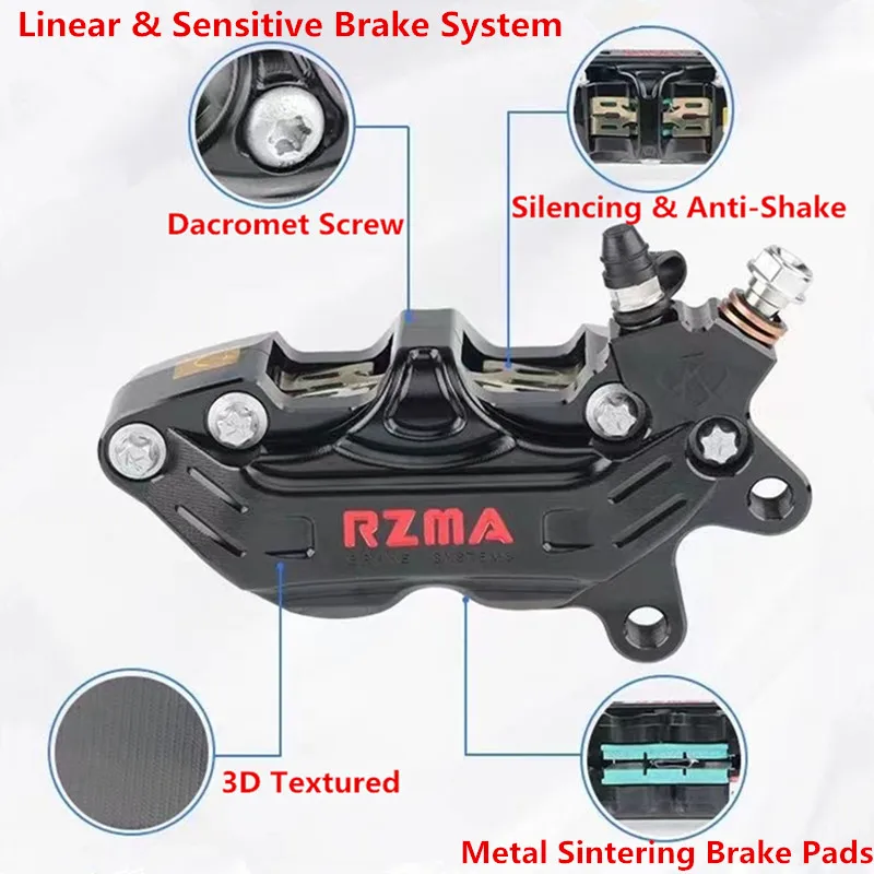 Pinças de freio universais para motocicleta, 40mm, montagem de 4 pistões, para honda, yamaha, kawasaki, suzuki, dirt pit bike, frando hf6, modificar